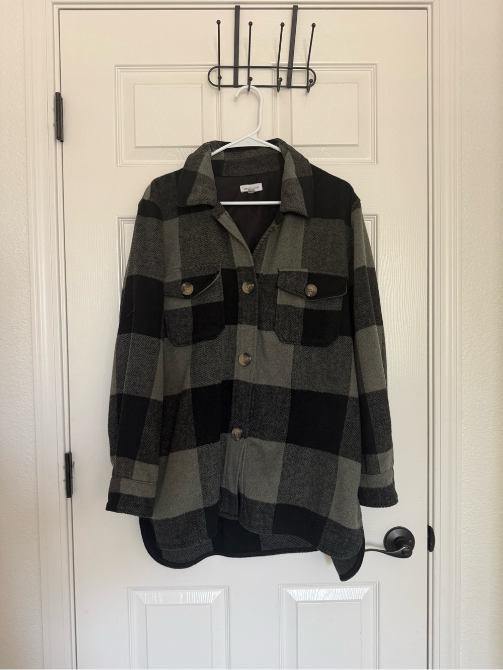 Westbound Black and Gray Plaid Utility Shacket